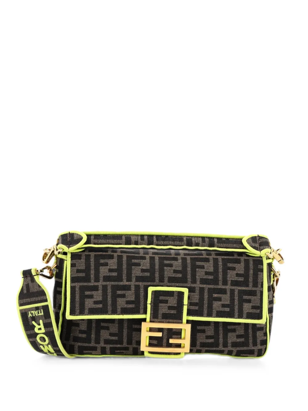 Fendi Pre-Owned Borsa a spalla Baguette NM media in tela con motivo Zucca - Verde