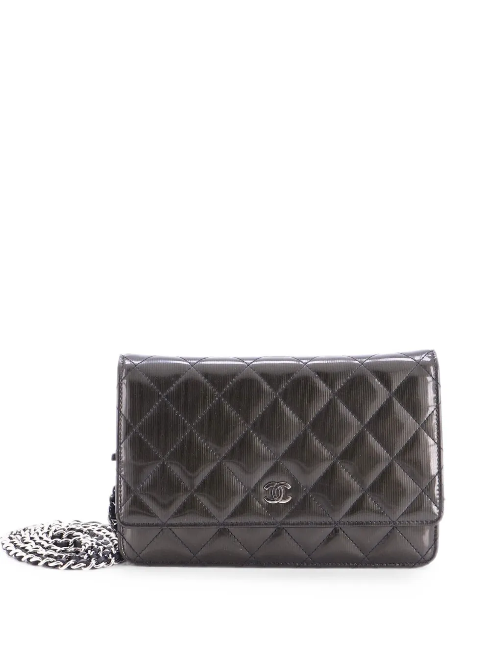 CHANEL Pre-Owned Borsa a tracolla in vernice metallizzata trapuntata - Verde