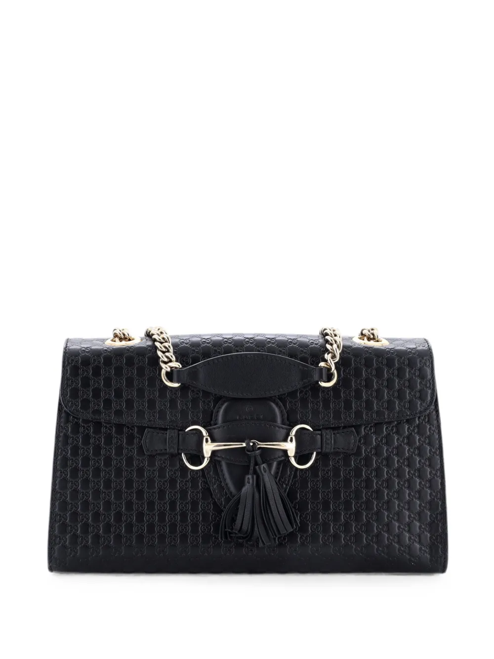 Gucci Pre-Owned Borsa a spalla Emily media in pelle Microguccissima con battente e catena - Nero