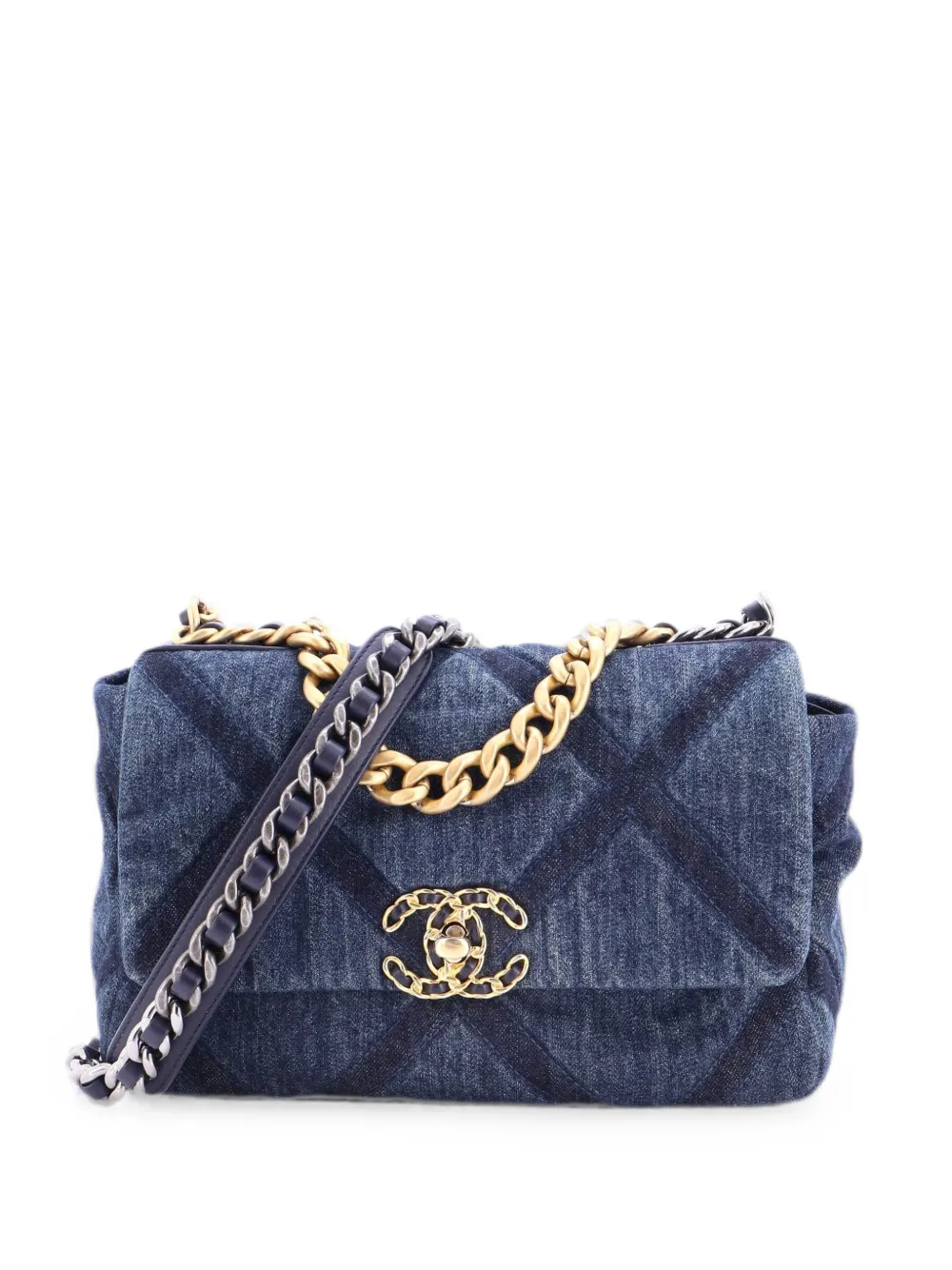 CHANEL Pre-Owned Gesteppte Jeans-Schultertasche 19cm - Blau