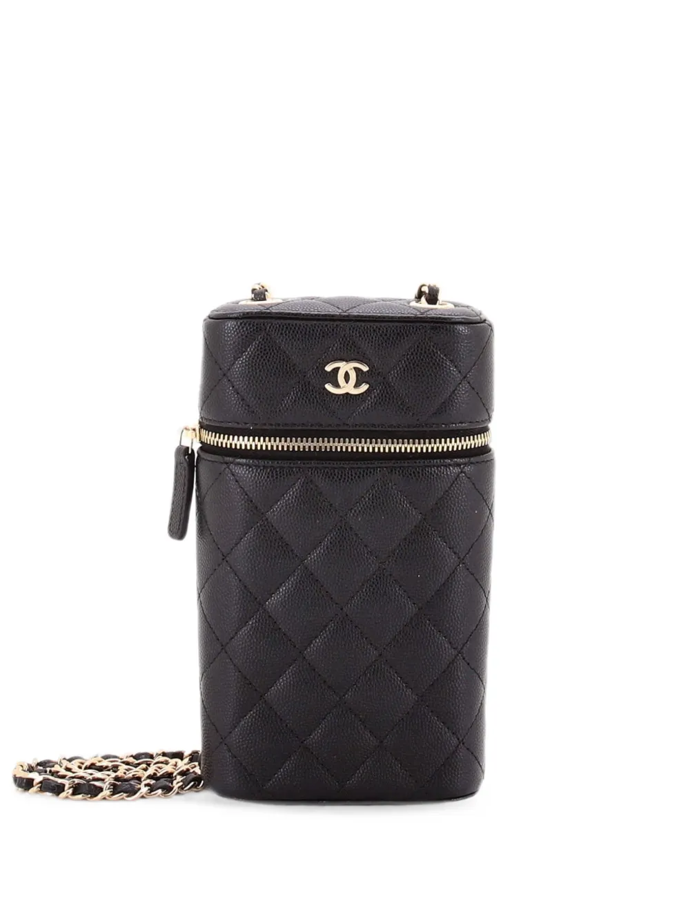 CHANEL Pre-Owned Clutch in pelle Caviar trapuntata con battente e catena - Nero
