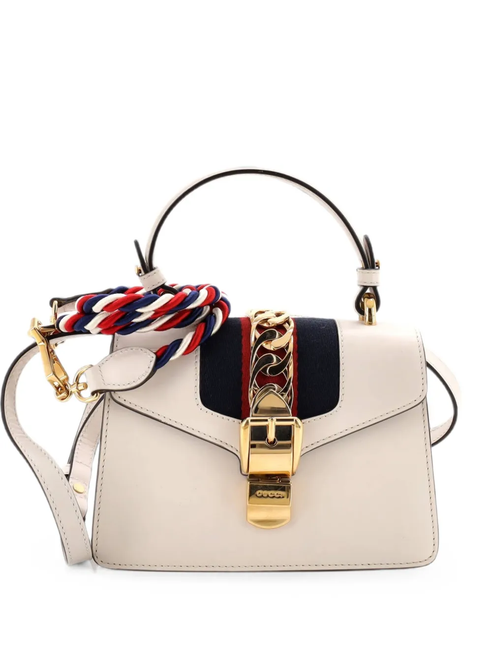 Gucci Pre-Owned Borsa a tracolla Sylvie mini in pelle con manico - Bianco