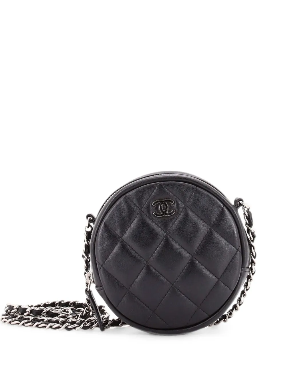 CHANEL Pre-Owned Borsa a tracolla mini in pelle di agnello trapuntata con catena - Nero
