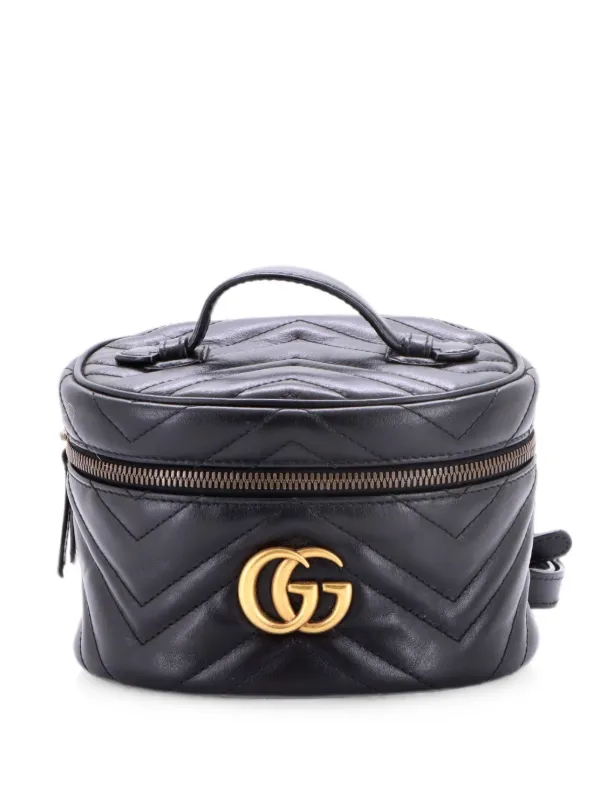 gg marmont matelassé mini backpack Gucci Black Bag – THE CLOSET Flap magnetic closure and interior drawstring with toggle Gucci GG Marmont Matelasse Mini