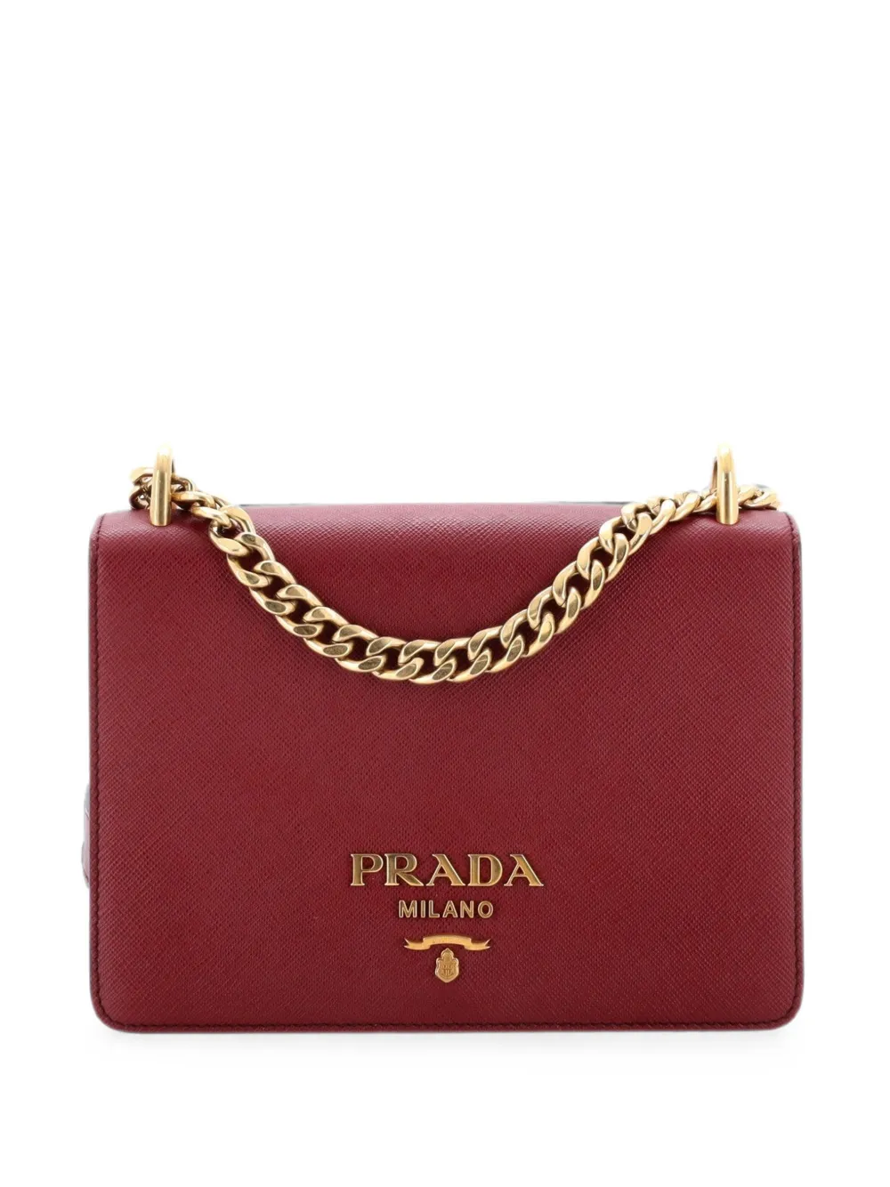Prada Pre-Owned Borsa a tracolla piccola in pelle Saffiano con catena e battente - Rosso