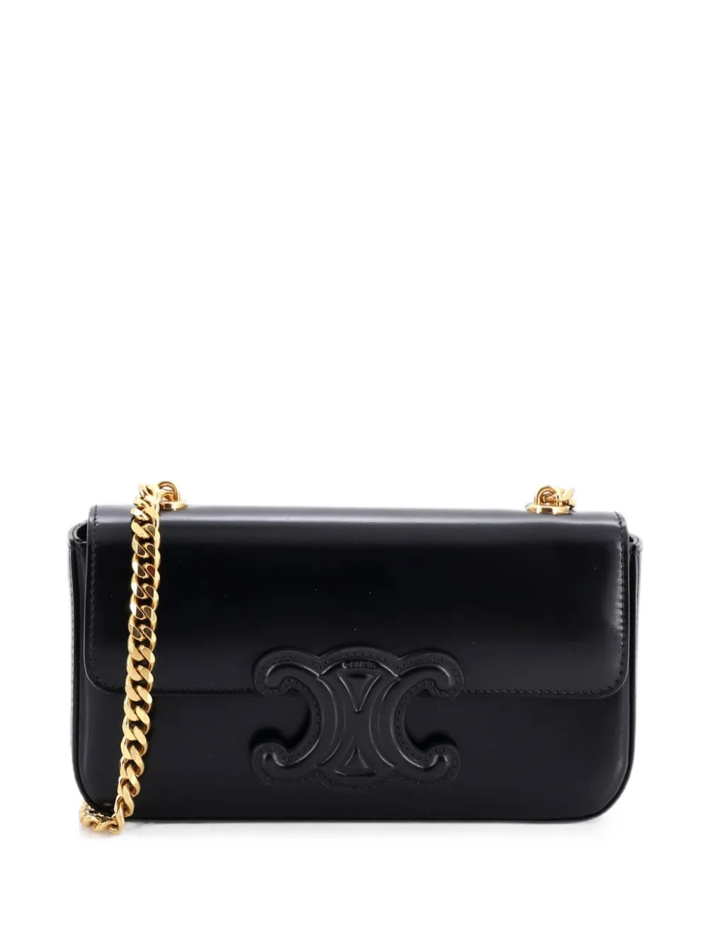 Celine Pre-Owned Borsa a spalla Triomphe piccola in pelle con catena - Nero