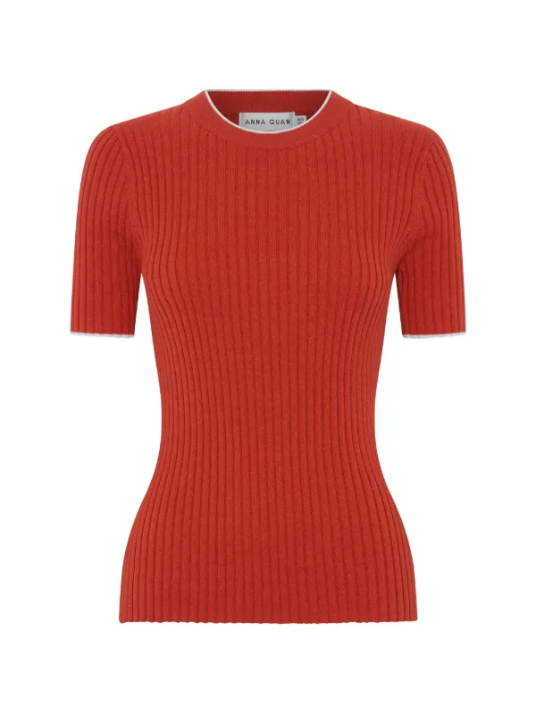Anna Quan Bebe Ribbed-knit Top in Orange