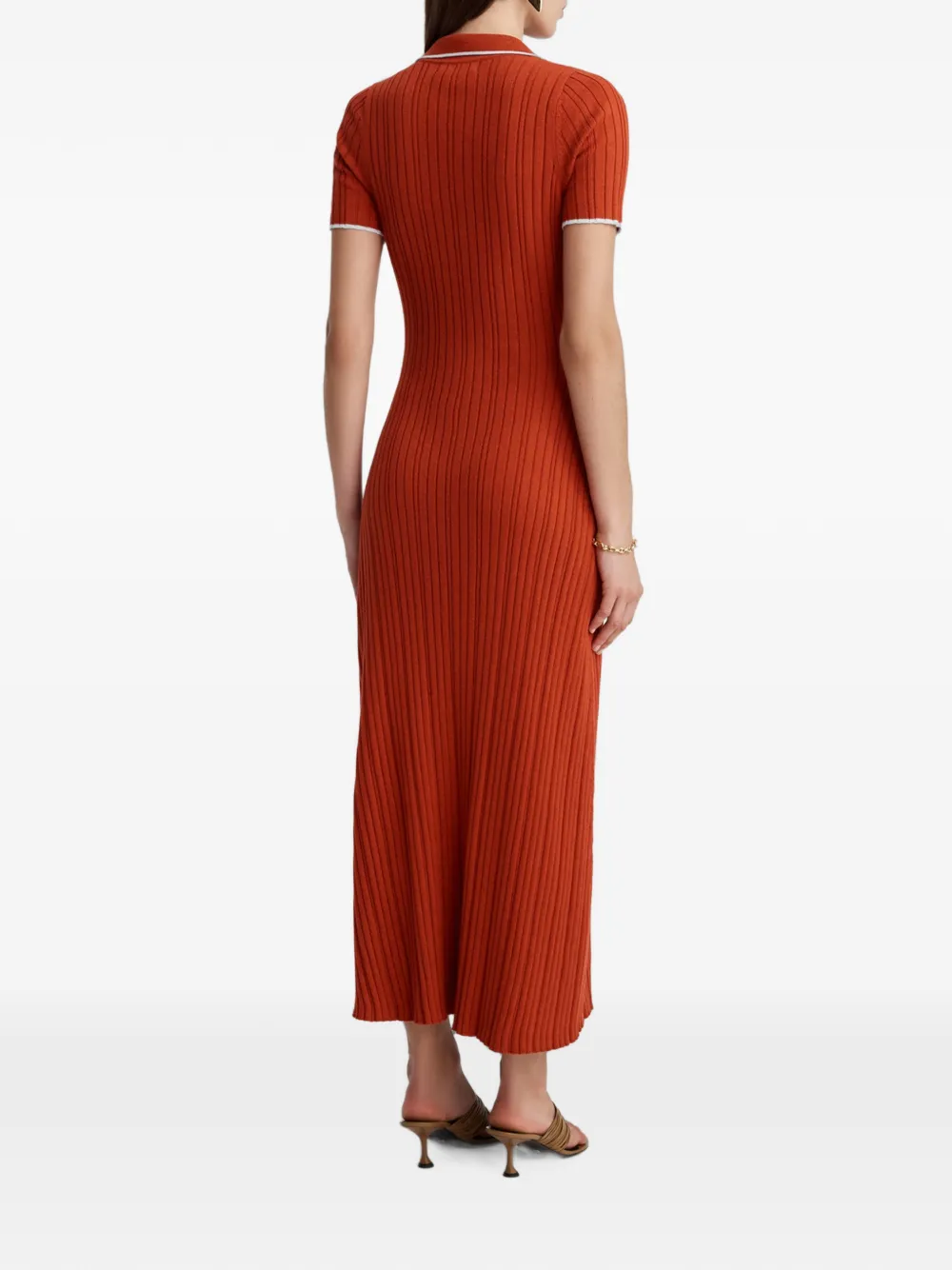 Anna Quan Penelope Ribbed-knit Contrast-trim Midi Dress in Orange, view 5
