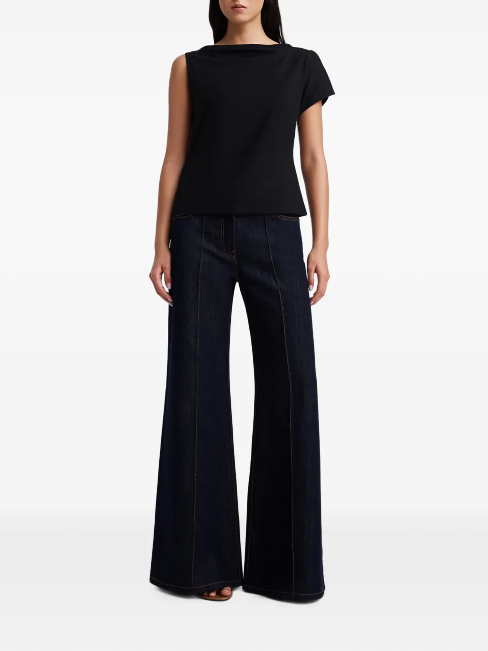 Anna Quan Marley Asymmetric T-shirt in Black, view 2