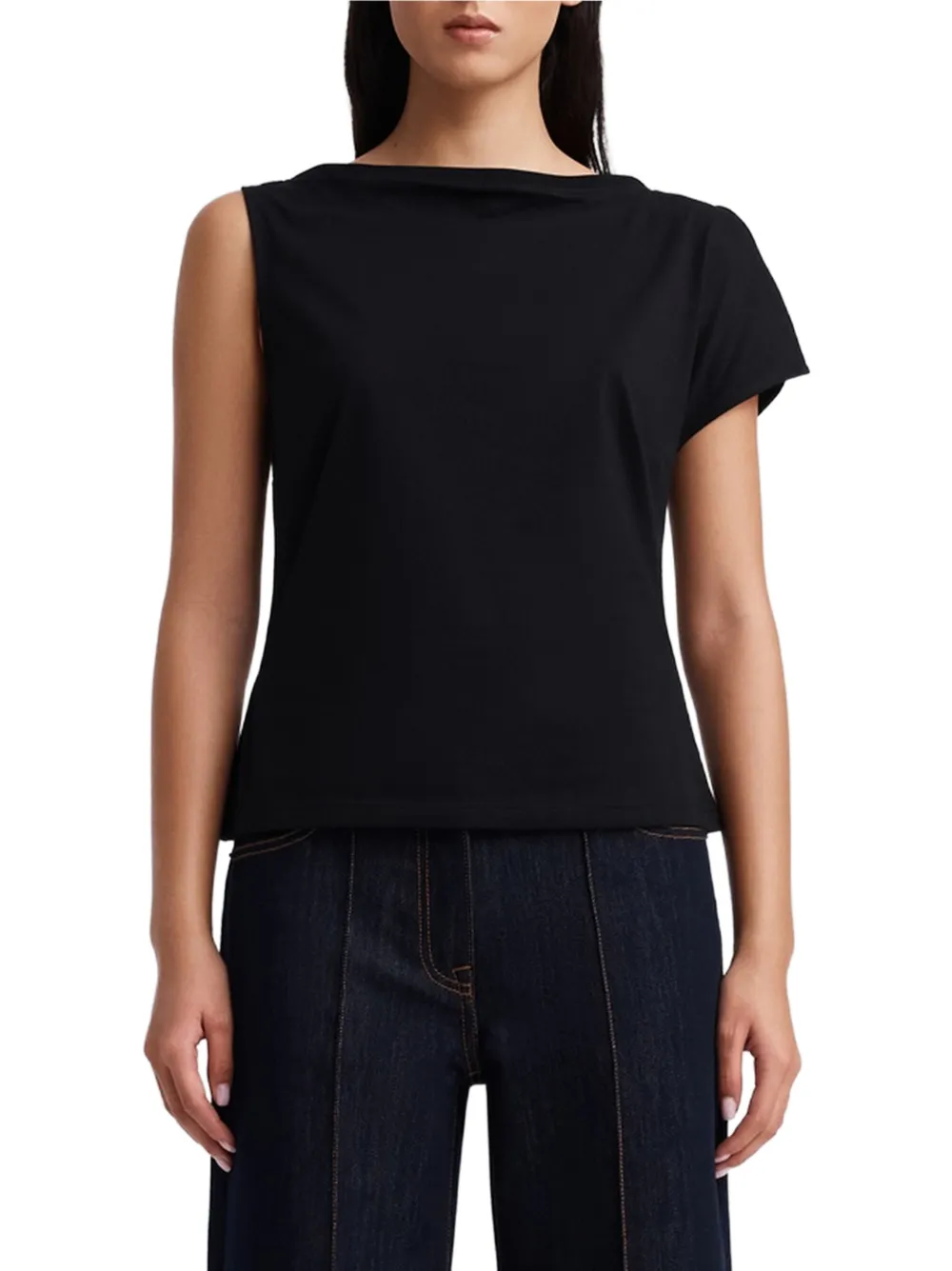 Anna Quan Marley Asymmetric T-shirt in Black, view 3