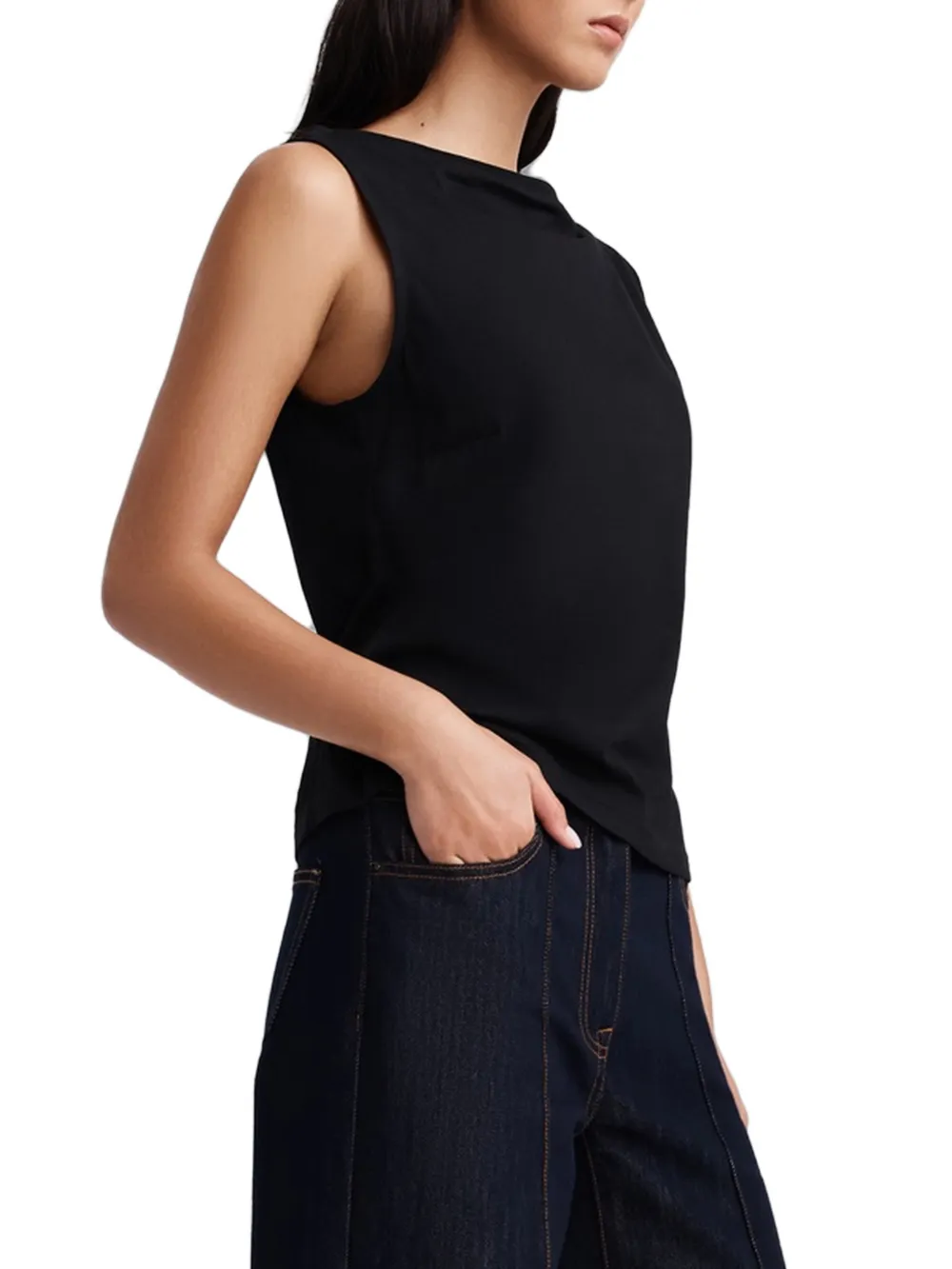 Anna Quan Marley Asymmetric T-shirt in Black, view 4