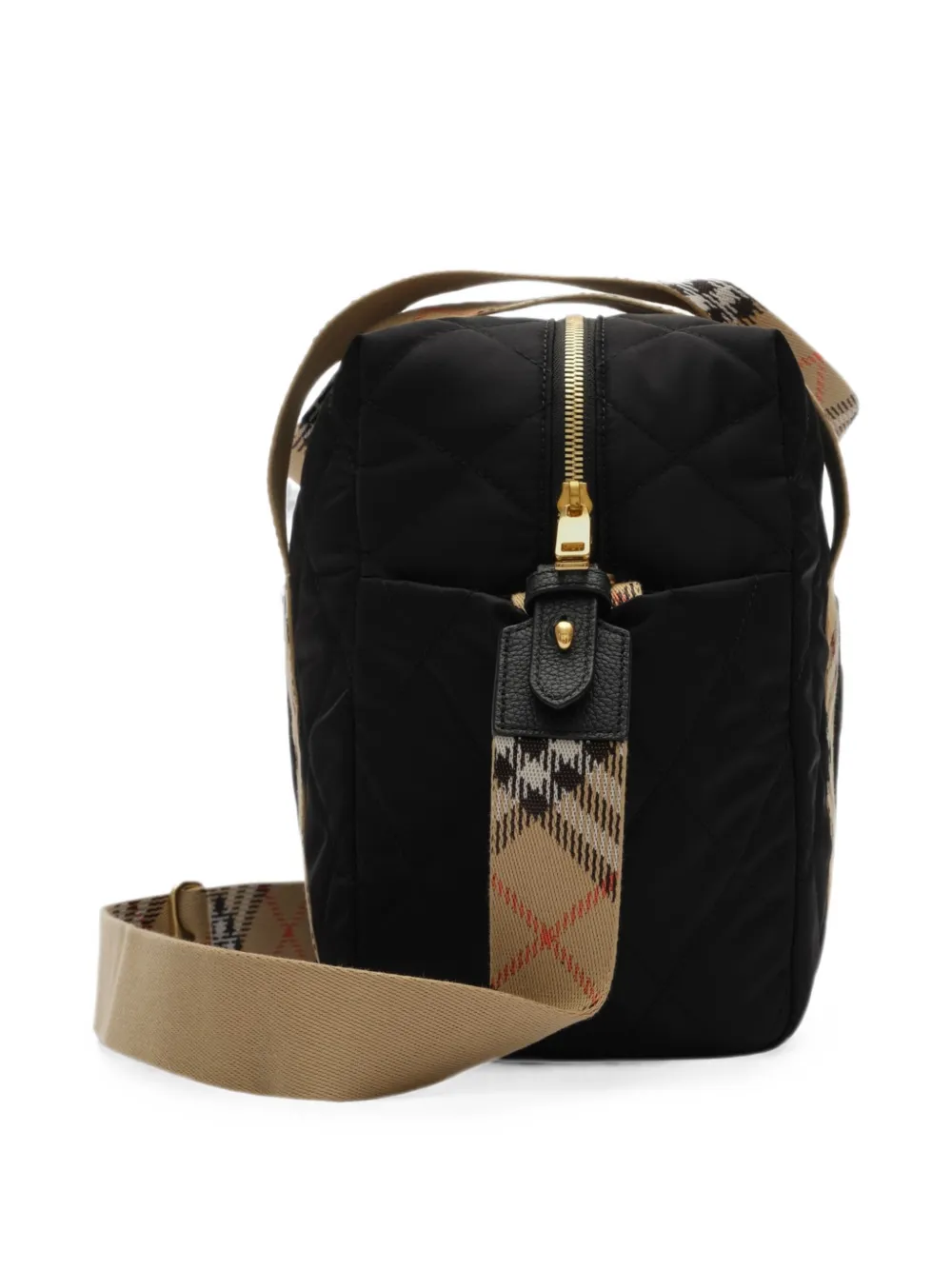 Burberry Kids Gewatteerde nylon luiertas met geruite afwerking Zwart