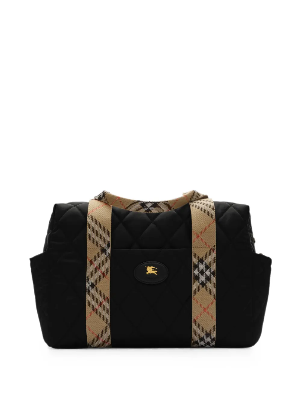 Burberry Kids Gesteppte Nylon-Wickeltasche mit Check Besatz - Schwarz