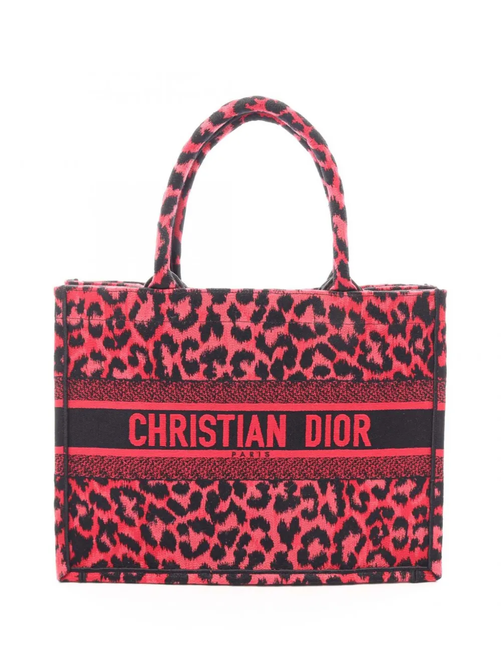 Christian Dior Pre-Owned 2010-2026 Mizza Medium Embroidered Canvas Leopard Book tote bag