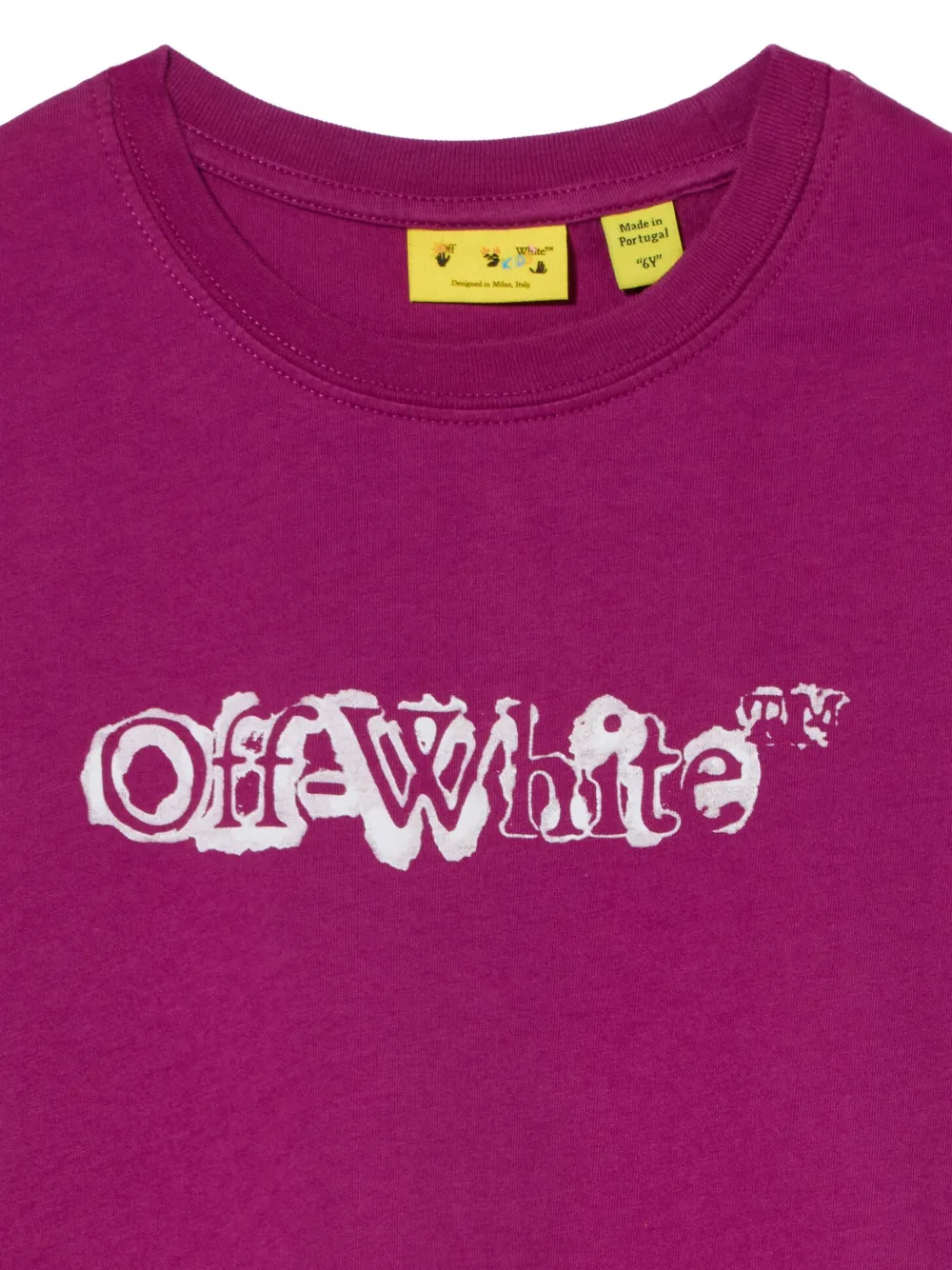 Off-White Kids Big Bookish logo-print cotton T-shirt Paars
