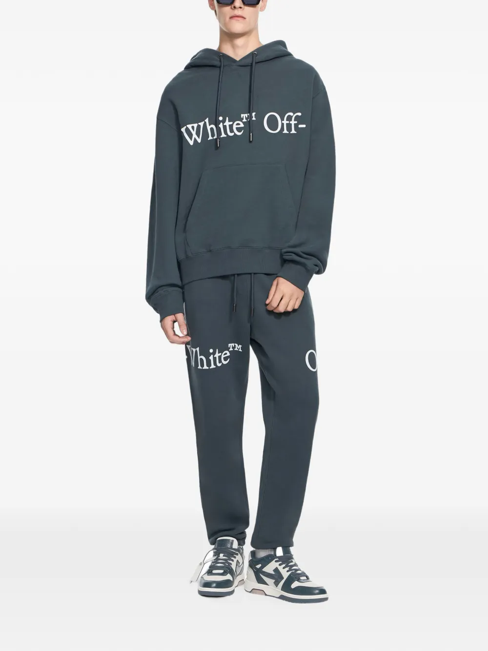 Off-White Bookish joggingbroek met sjaal en omgeslagen pijpen Blauw