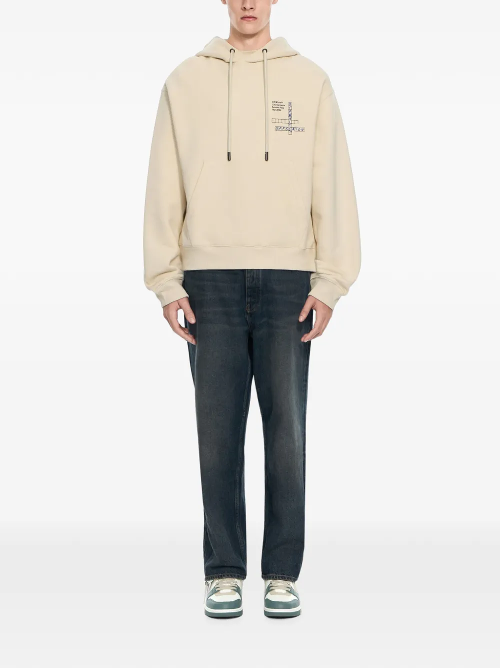 Off-White Hoodie met print Beige