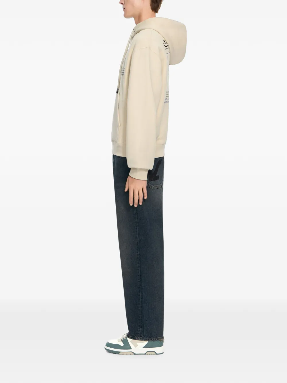 Off-White Hoodie met print Beige