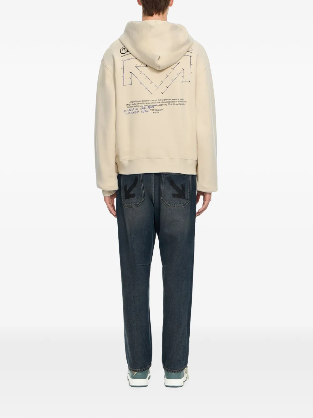 Off-White Hoodie met print Beige