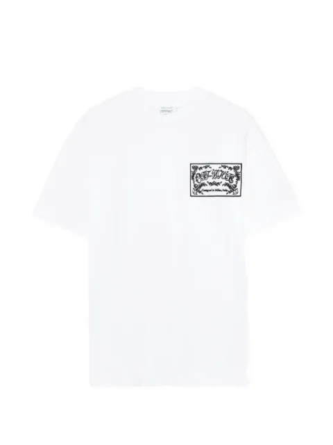 Off-White T-Shirt mit Paisley-Stickerei