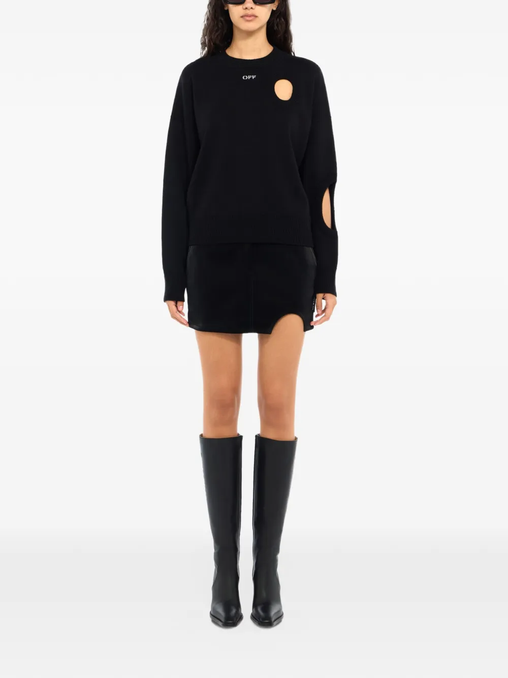 Off-White Meteor cropped gebreide trui Zwart