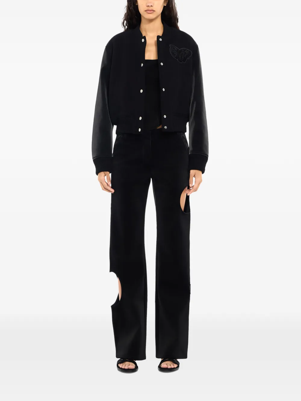 Off-White velvet-coated varsity jacket - Noir Off-White velvet-coated varsity jacket - Noir