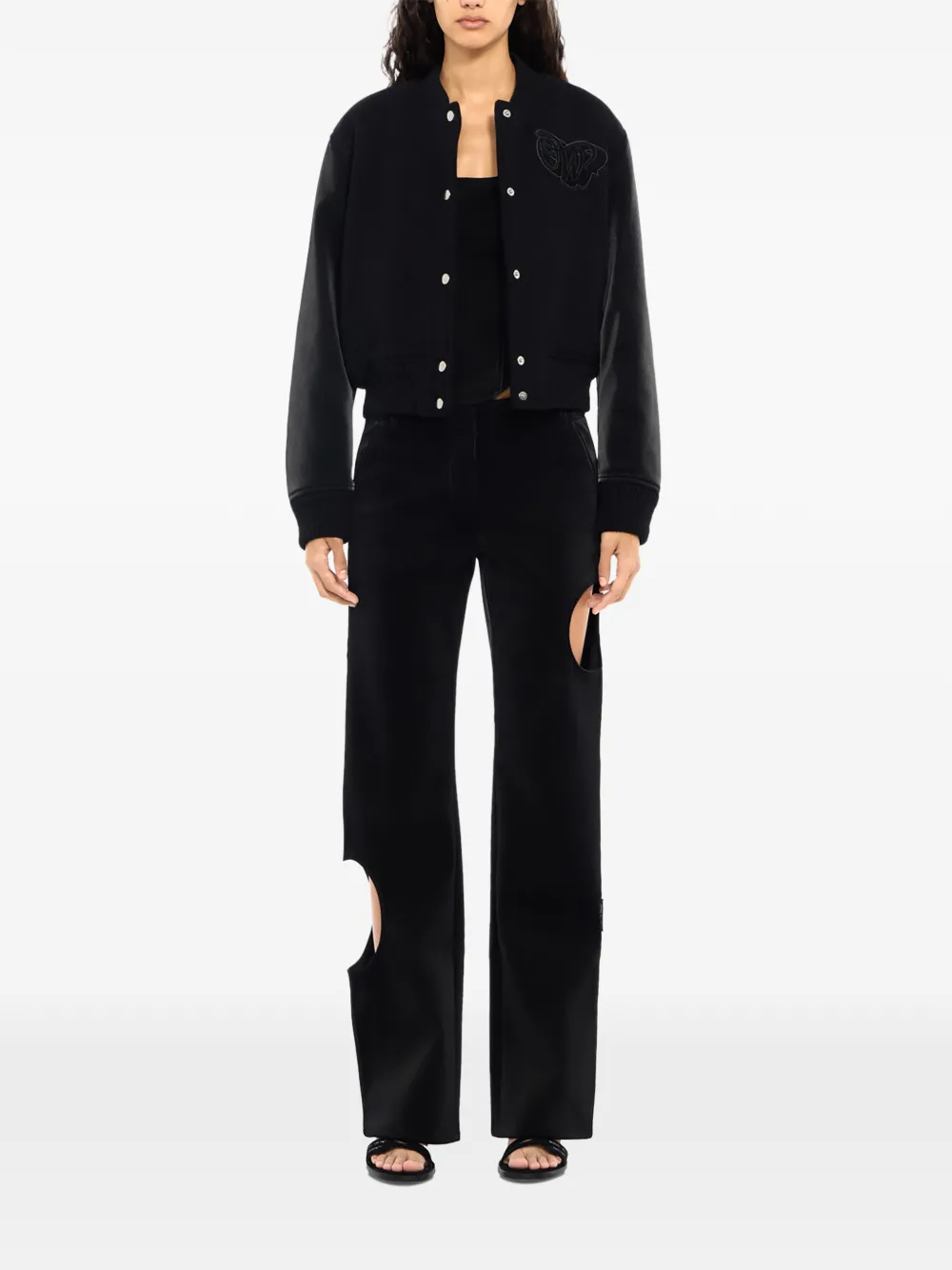 Off-White Fluwelen gecoat bomberjack Zwart