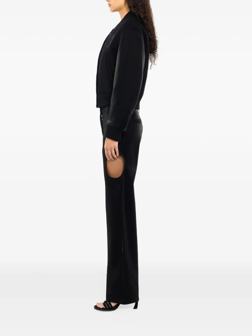 Off-White Fluwelen gecoat bomberjack Zwart