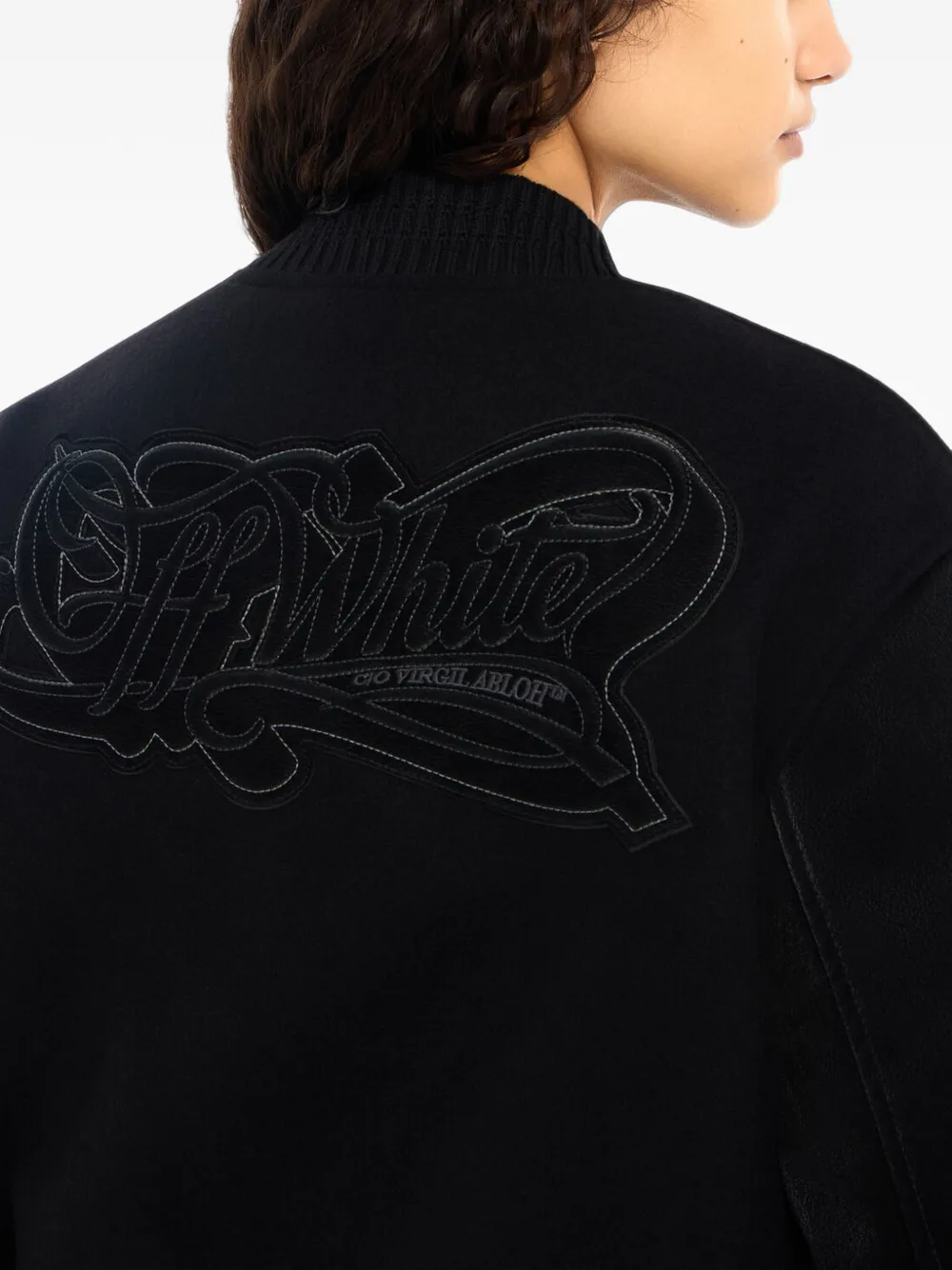 Off-White Fluwelen gecoat bomberjack Zwart