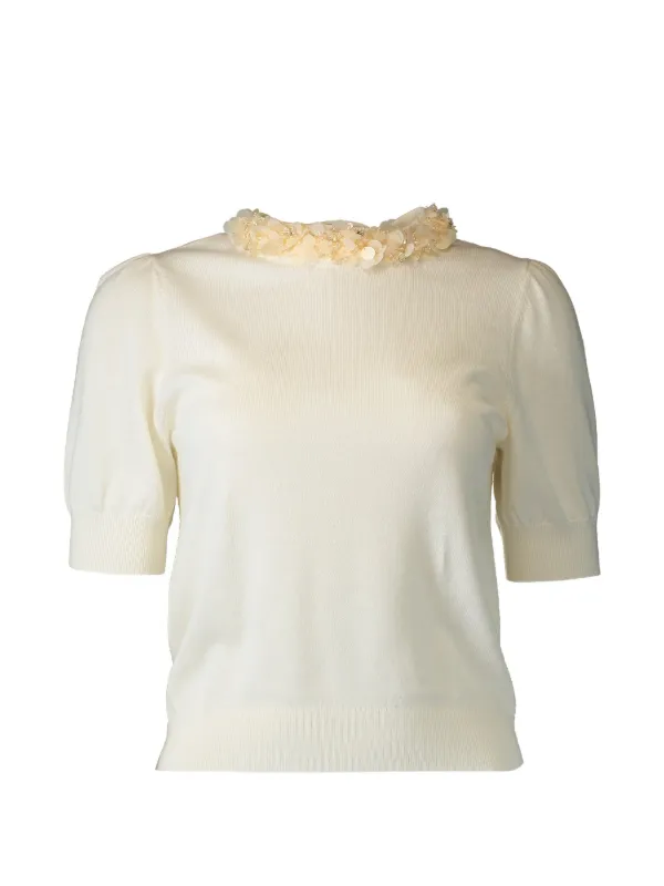 Ulla Johnson Jude Embellished Top in Neutrals