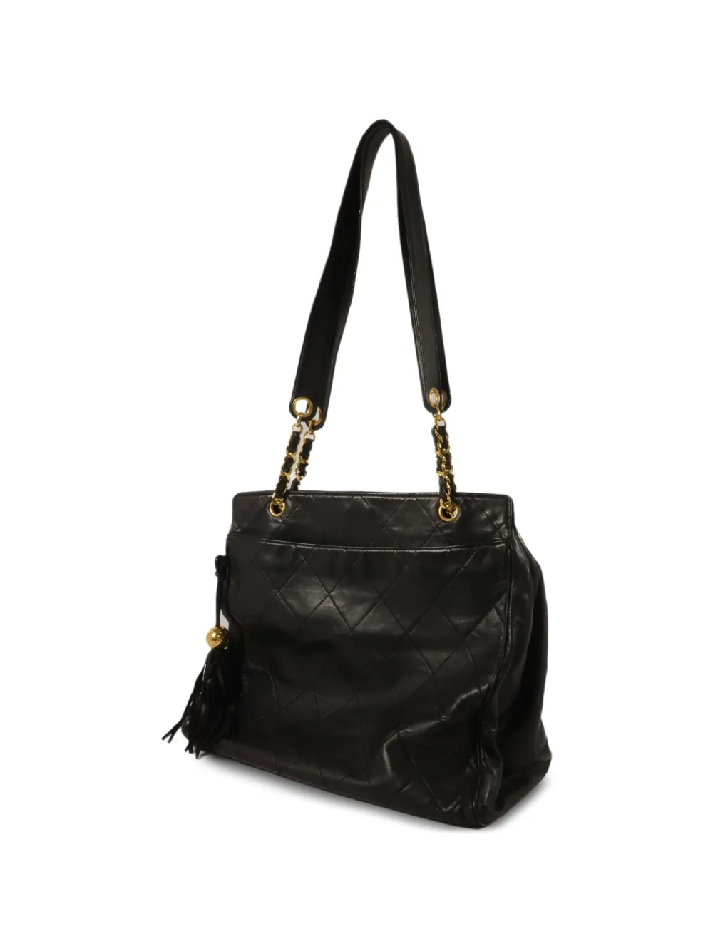 CHANEL 黒 キルティングレザー ハンドバッグ CHANEL Pre-Owned キルティング ハンドバッグ | ブラック | FARFETCH JP