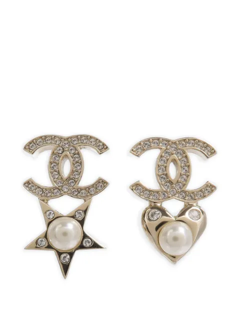 CHANEL Pre-Owned interlocking-CC heart star earrings