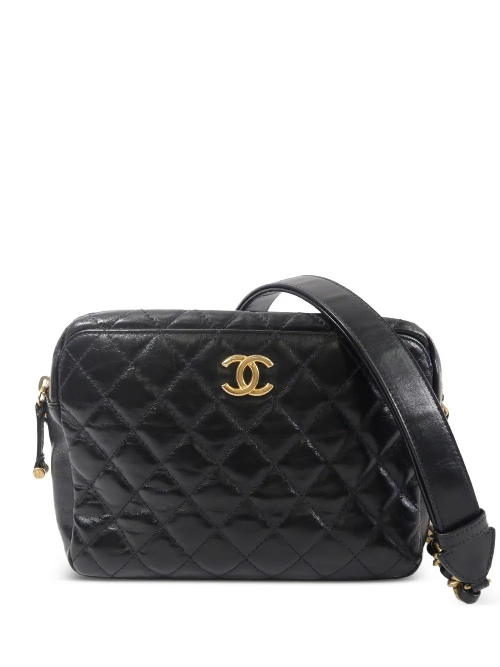 CHANEL Pre-Owned logo-plaque shoulder bag - Black