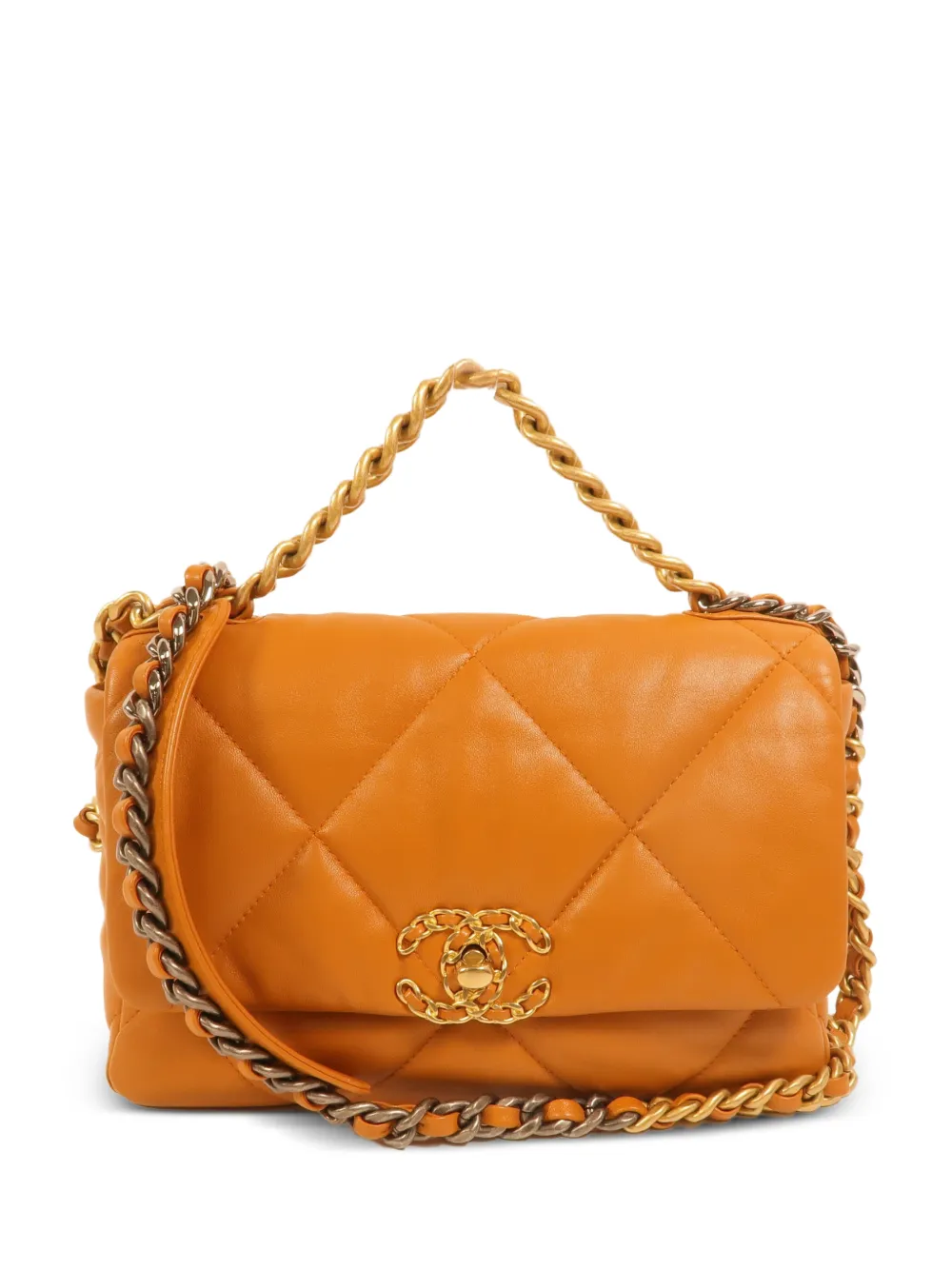 CHANEL Pre-Owned 19 leather shoulder bag - Orange