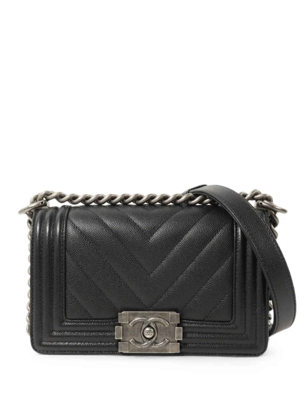 CHANEL Pre-Owned Boy 20 chevron-quilted shoulder bag - Nero