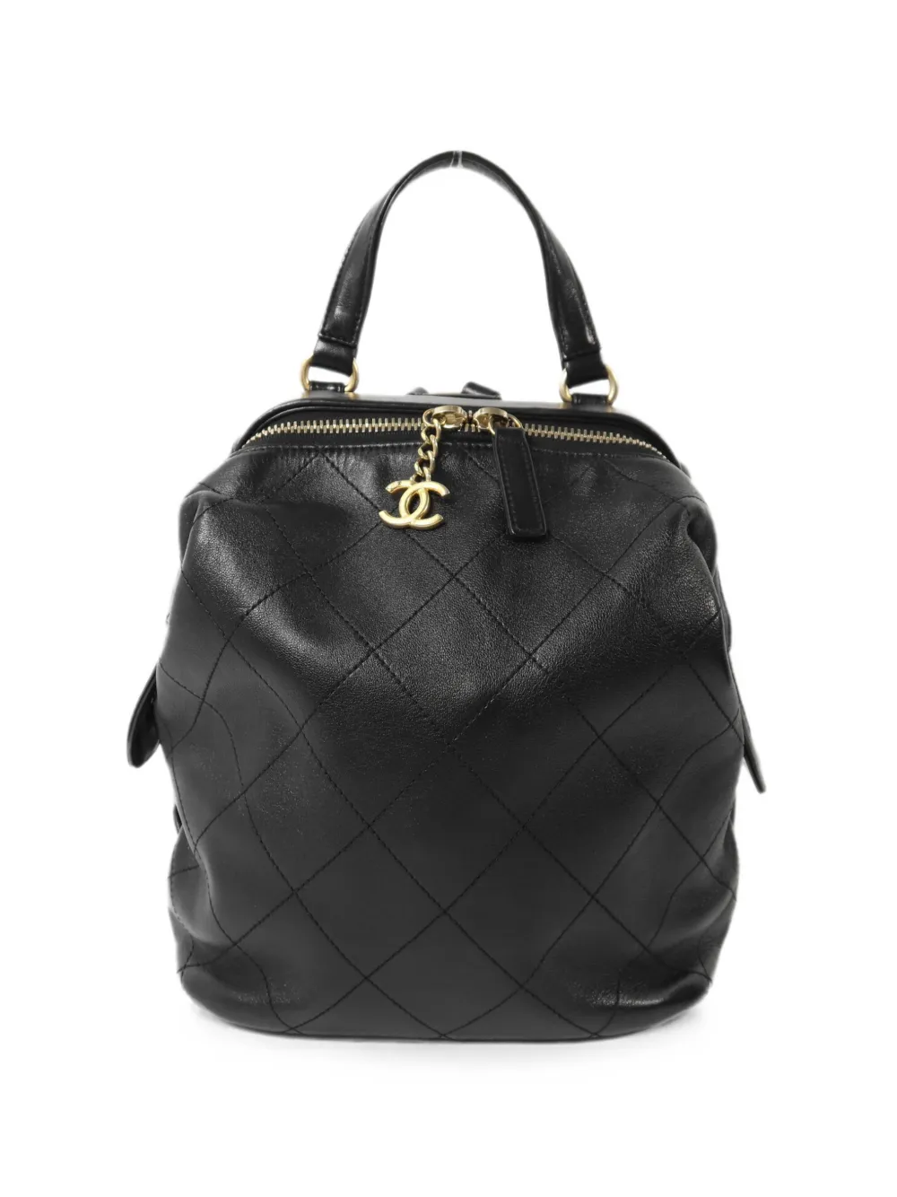 CHANEL Pre-Owned CC diamond-quilted backpack - Black