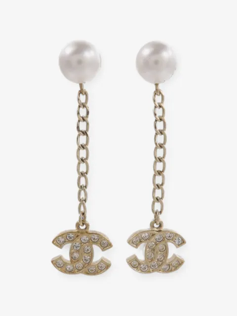 CHANEL Pre-Owned CC metal crystal-embellished drop earrings