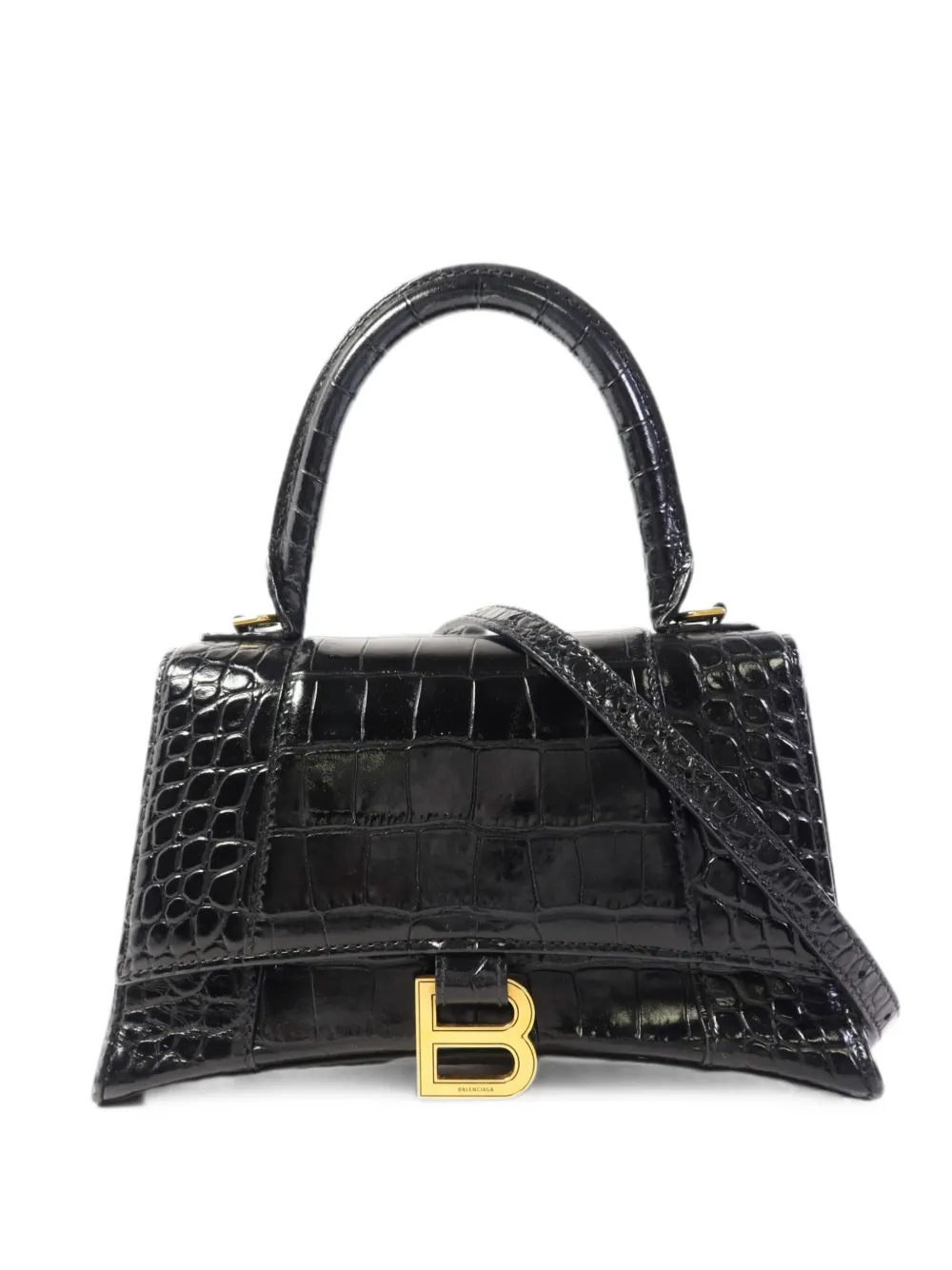 Balenciaga Pre-Owned Hourglass crocodile-effect tote bag - Nero