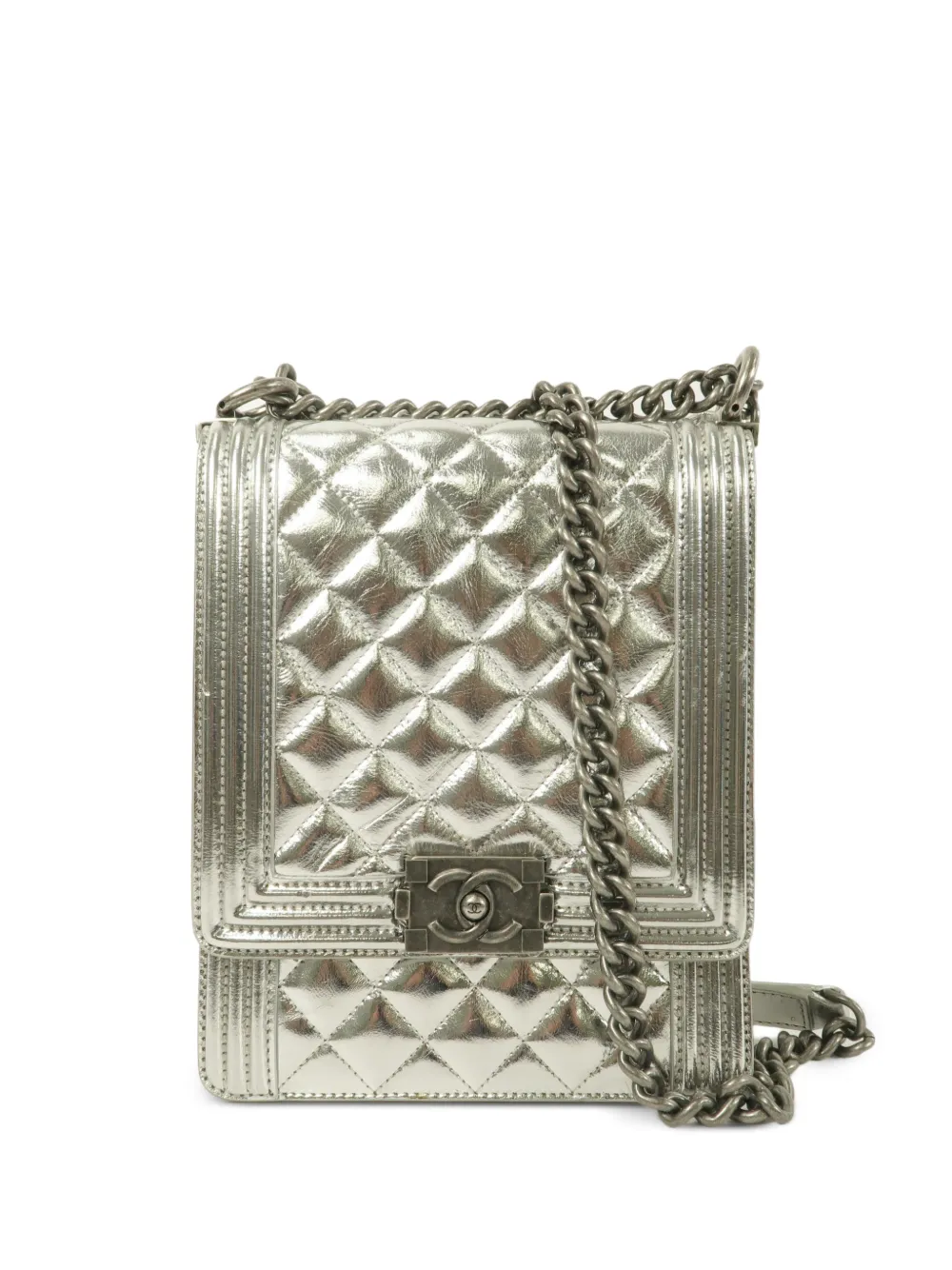 CHANEL Pre-Owned quilted North South Boy shoulder bag - Argento