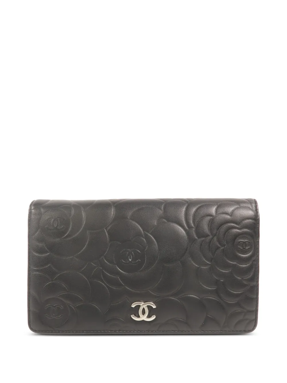 CHANEL Pre-Owned Camellia leather wallet - Black
