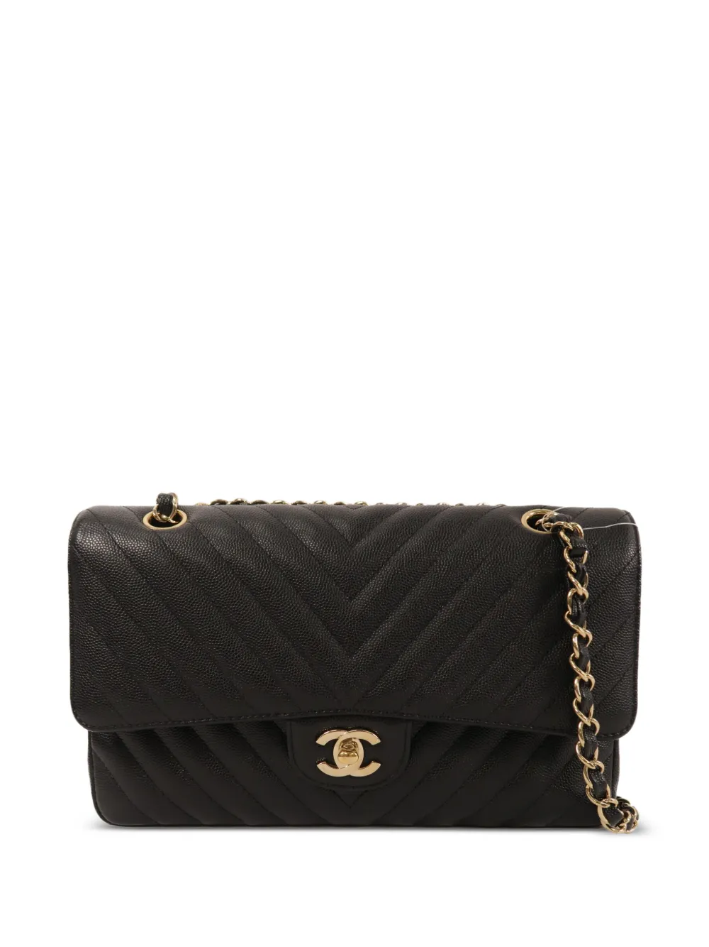 CHANEL Pre-Owned Chevron CC turn-lock shoulder bag - Black