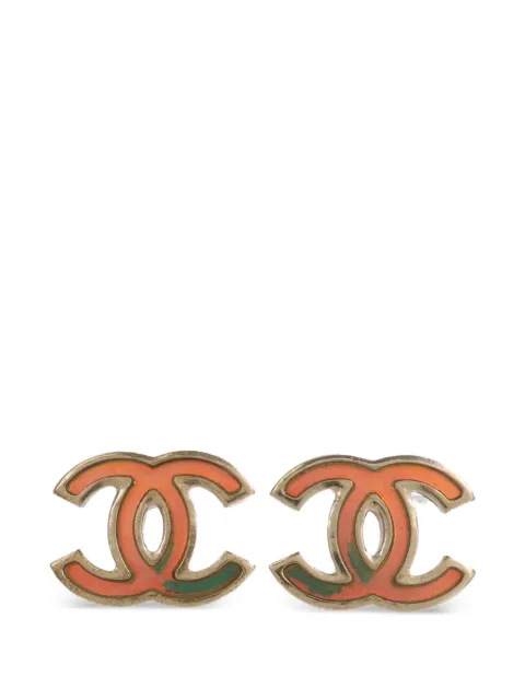 CHANEL Pre-Owned CC-logo enamel stud earrings