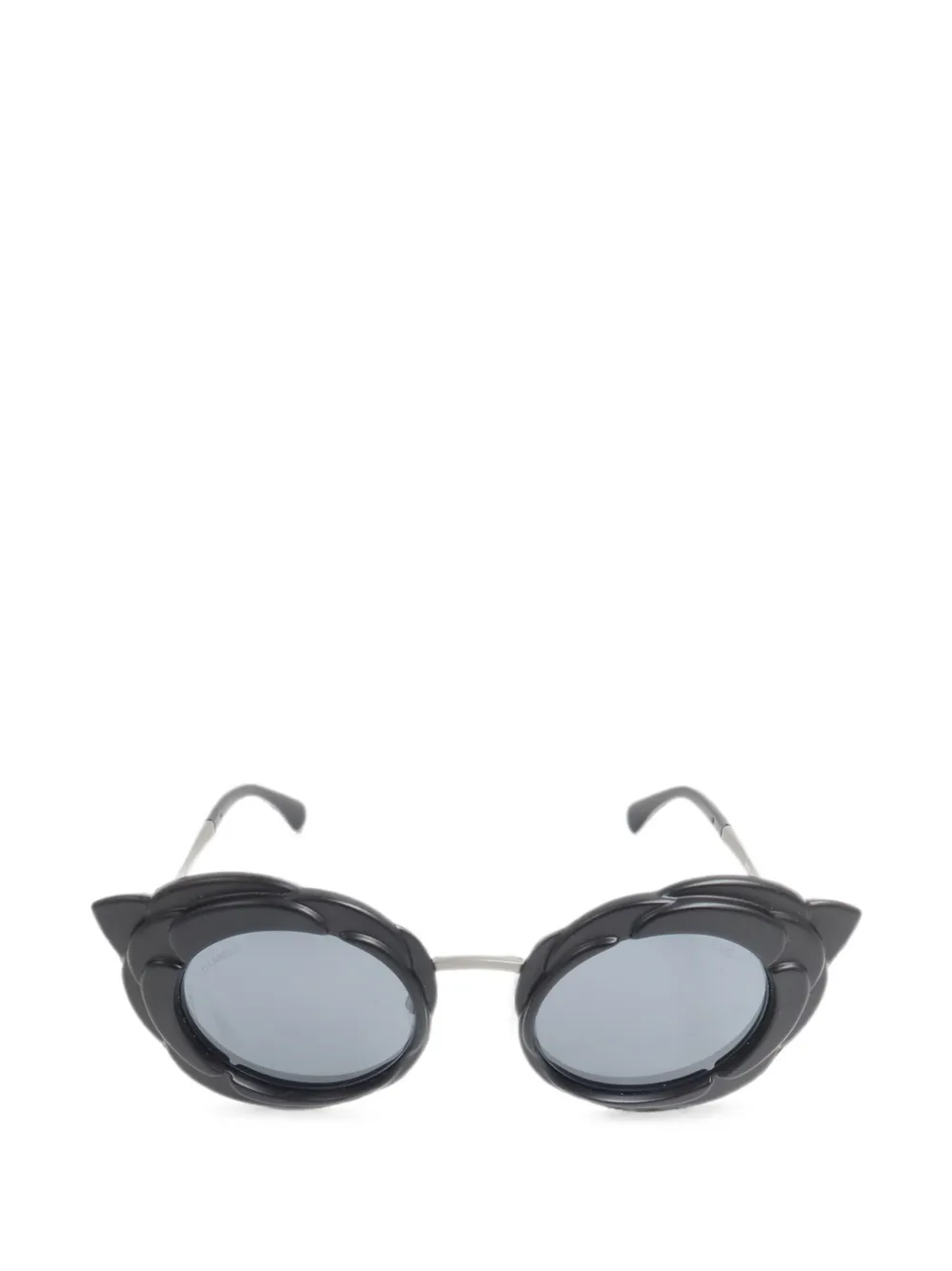 CHANEL Pre-Owned Occhiali da sole tondi CC Camellia - Nero