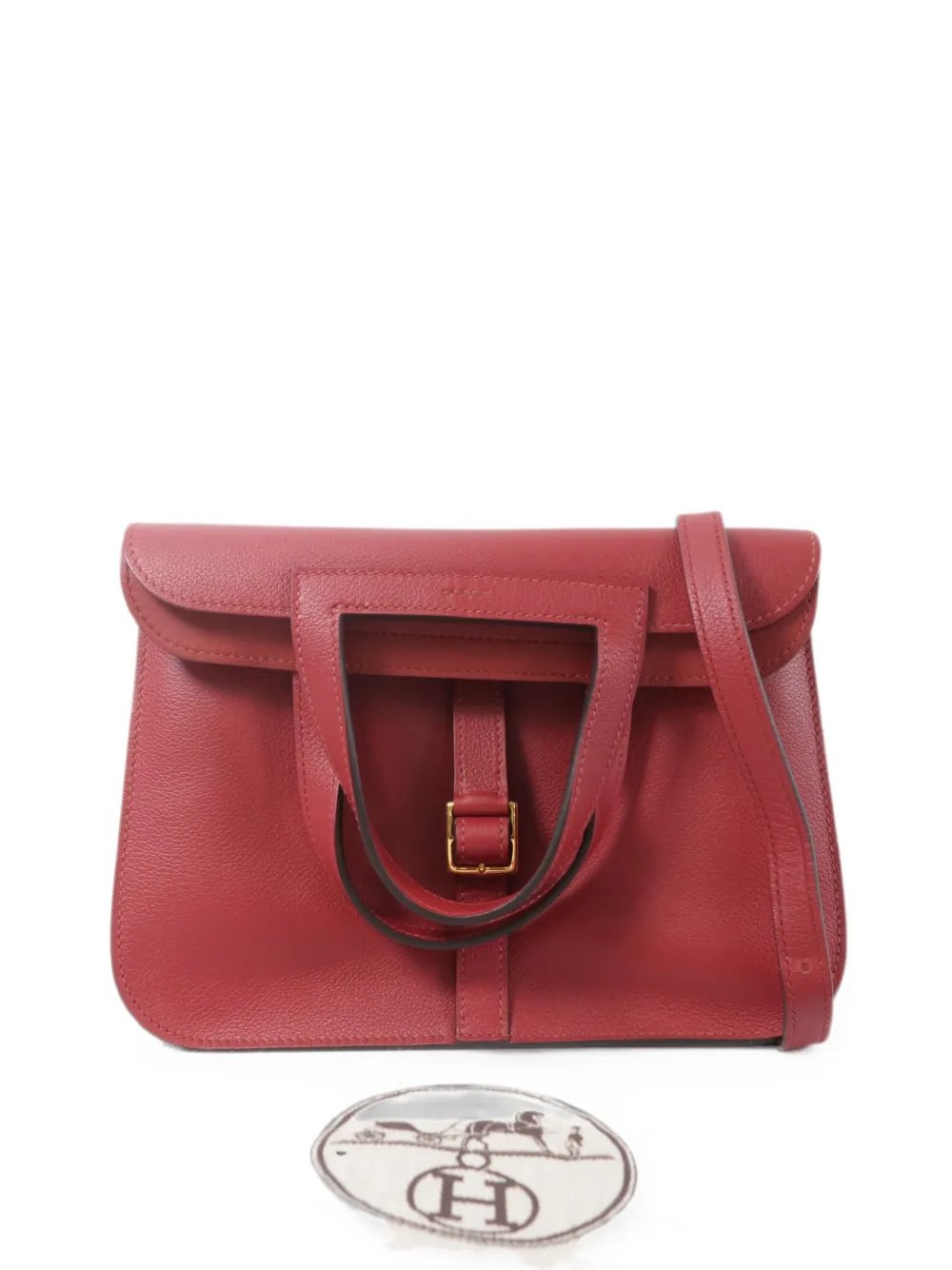 Hermès Pre-Owned Halzan leather tote bag - Rosso
