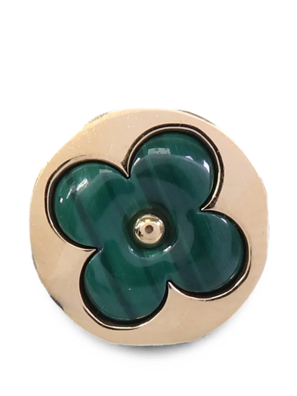 Pre-owned Louis Vuitton Color Blossom Malachite Earring In Gold