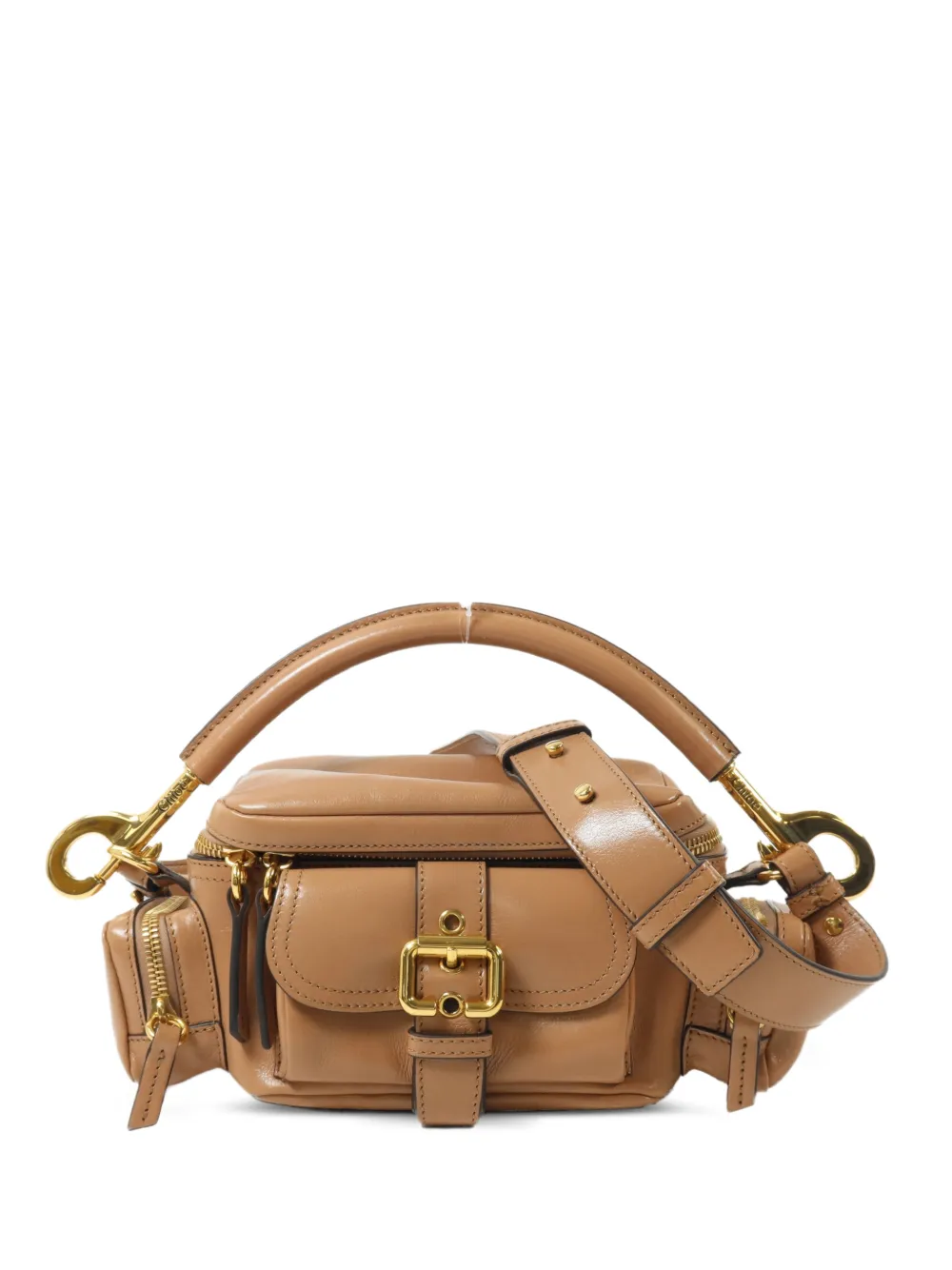 Chloé Pre-Owned buckle-detail leather tote bag - Marrone