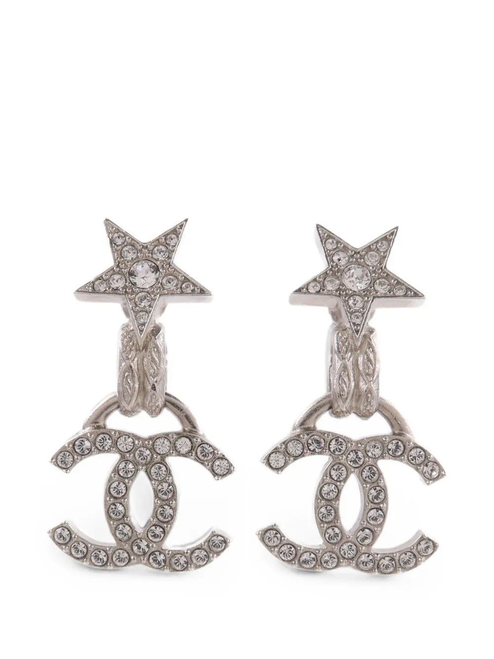 CHANEL Pre-Owned Star CC drop earrings - Argento