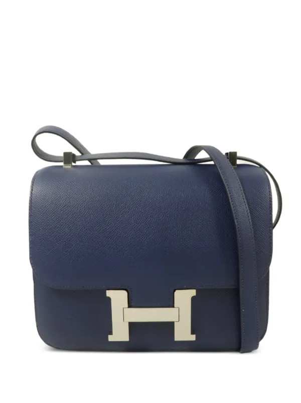 Hermès Pre-owned 24 Constance Leather Shoulder Bag in Blue