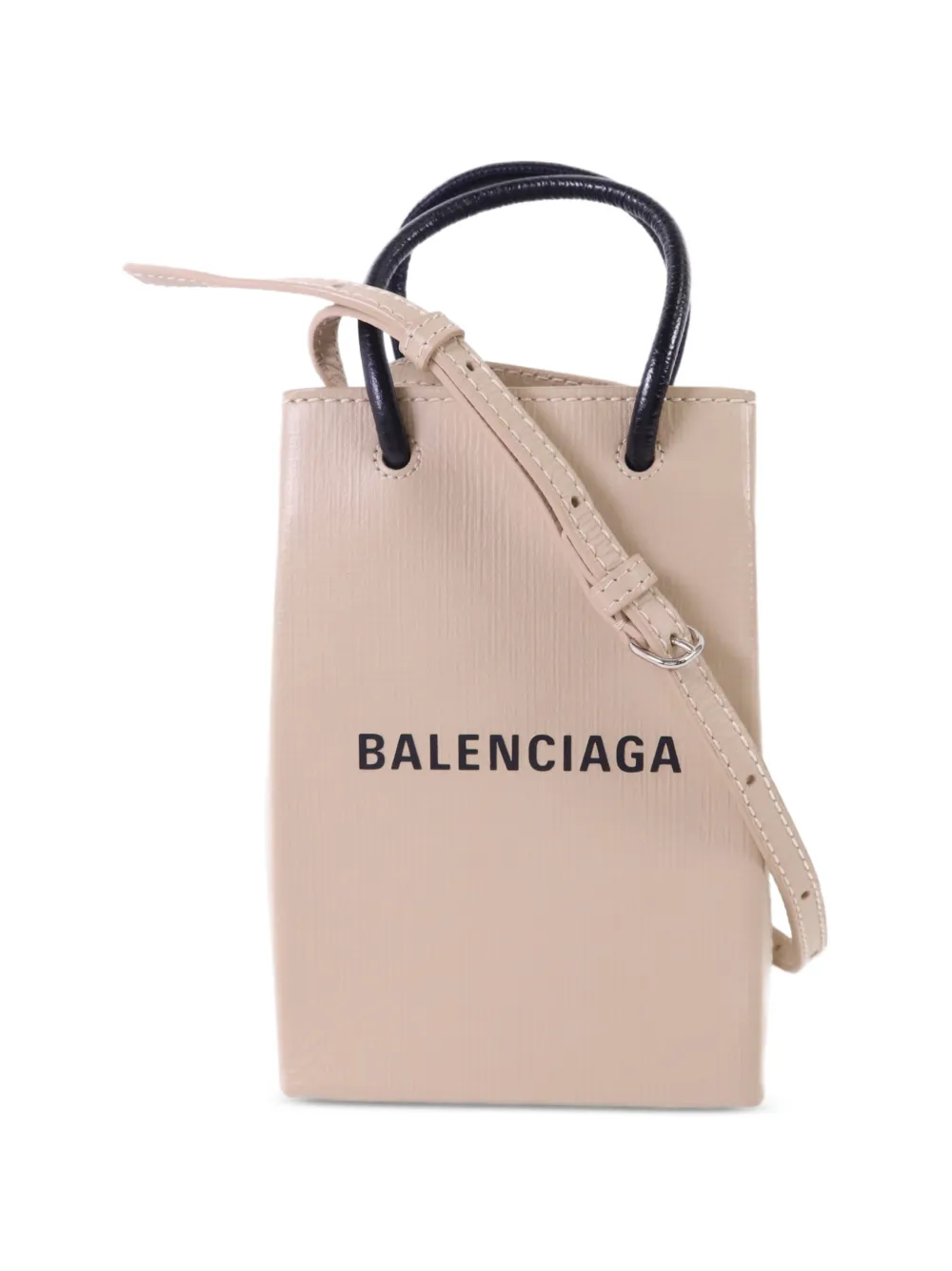 Balenciaga Pre-Owned logo-print leather phone holder bag - Toni neutri