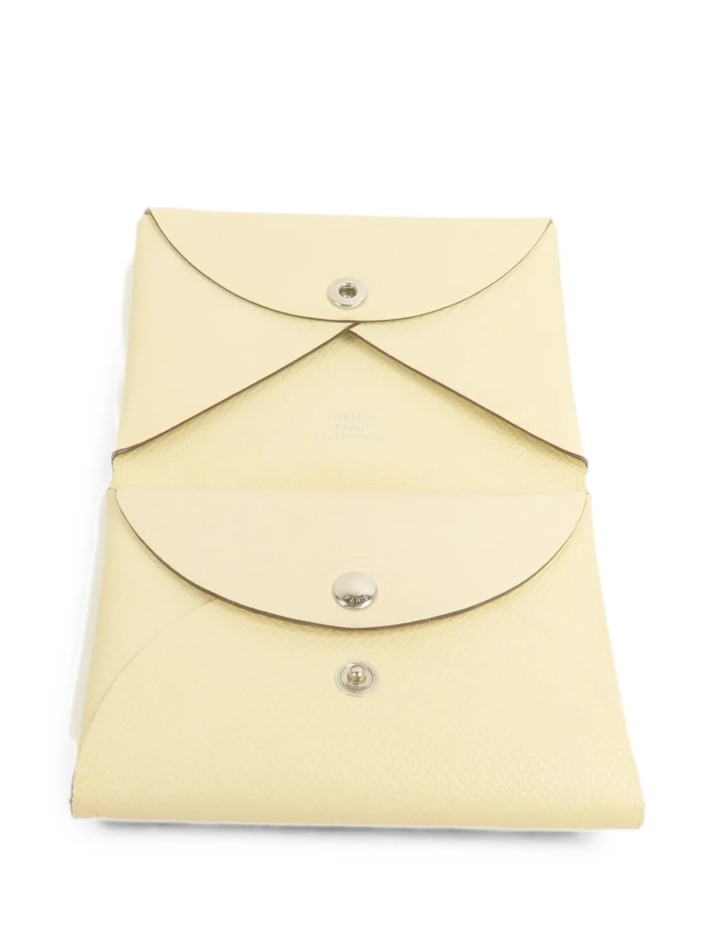 Pre-owned Hermes 2023 Calvi Duo Card Holder In Neutral